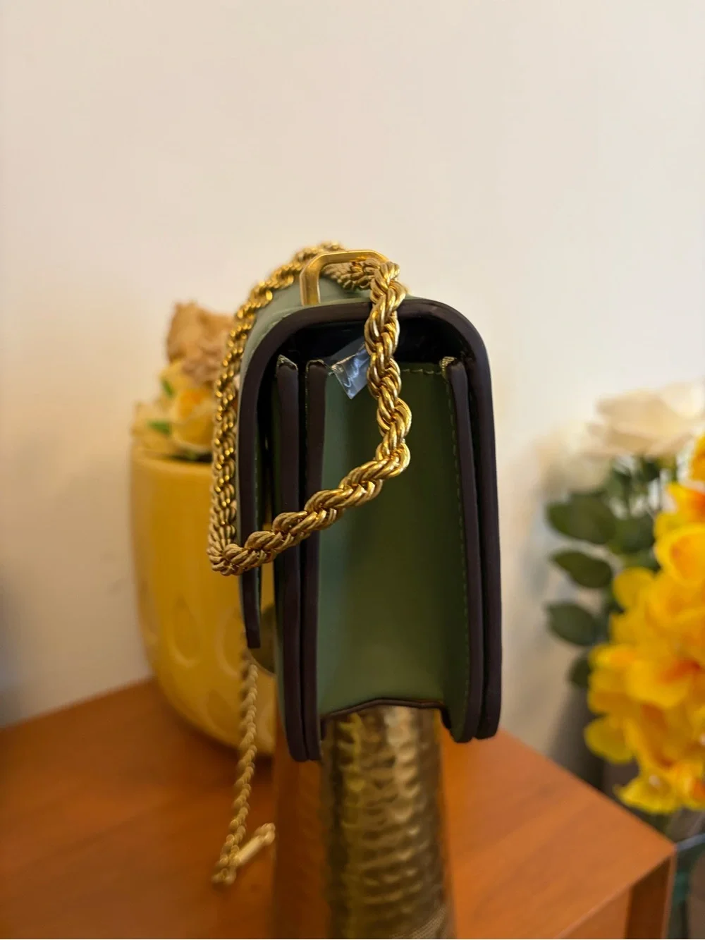 Tory Burch Olive Green Fleming Mini Chain Shoulder Bag